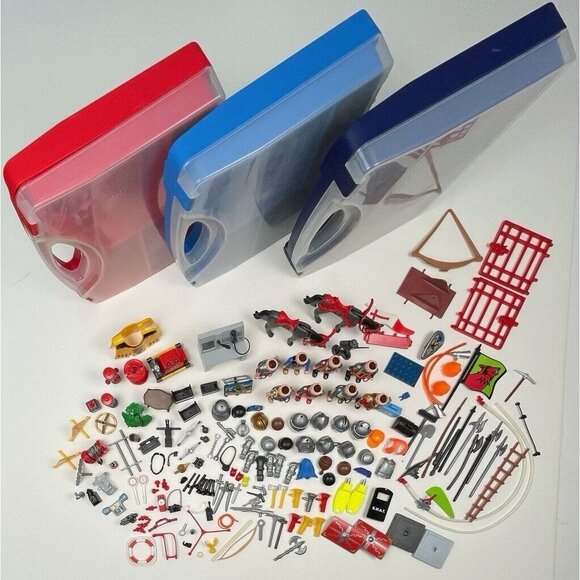 Huge VTG PLAYMOBIL LOT 179+ Figures Accessories & Cases S.W.A.T. Police Knight - Picture 2 of 9